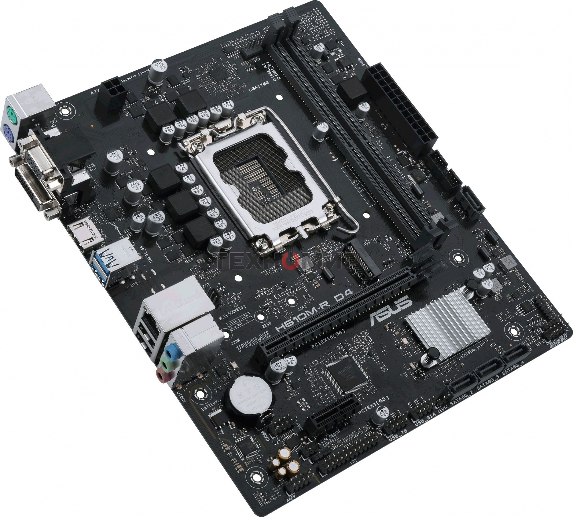 Материнская плата ASUS PRIME H610M-R D4-SI, LGA 1700, Intel H610, 2xDDR4, 4xSATA, 1xM.2 PCIe 3.0 x4, 1xPCIe 4.0 x16, 1xPCIe x1, 1xHDMI, 1xDVI, 1xVGA, 2xUSB-A 2.0, 2xUSB-A 3.2 Gen 1, 1x 1Gb LAN, 3x3.5 мм, 7.1, mATX