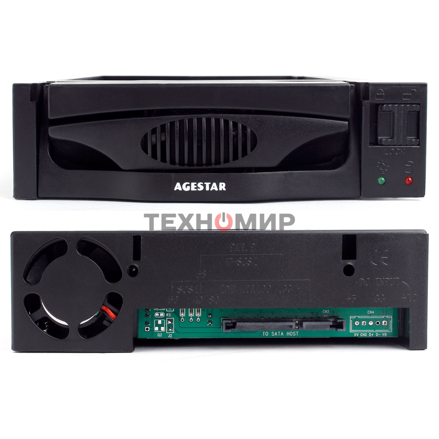 Сменный бокс для HDD AgeStar SR3P-SW-2F SATA пластик черный 3.5