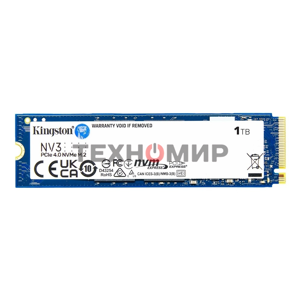Накопитель SSD Kingston NV3, 1Tb, M.2 2280, NVMe, PCIe 4.0, R/W 6000/4000