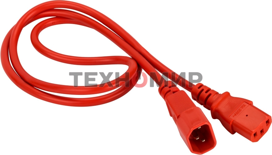 Шнур питания Lanmaster LAN-PP13/14-1.5-RD C13-С14 проводник.:3x0.75мм2 1.5м 220В 10А красный