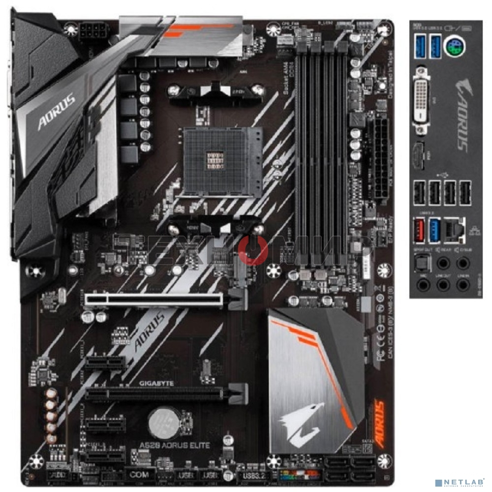 Материнская плата Gigabyte A520 AORUS ELITE, AM4, AMD A520, 4xDDR4, 4xSATA, 1xM.2, 1xPCI-E 3.0 x16, 1xHDMI, 1xDVI-D, 1x 1Gb LAN, 2xUSB 2.0, 4xUSB 3.2 Gen 1, 3x3.5 мм, 7.1, Micro-ATX