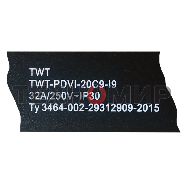 Вертикальный блок розеток, 20xC19, 250V, 32A, A/V-метр, шнур 3 метра, вилка IEC309