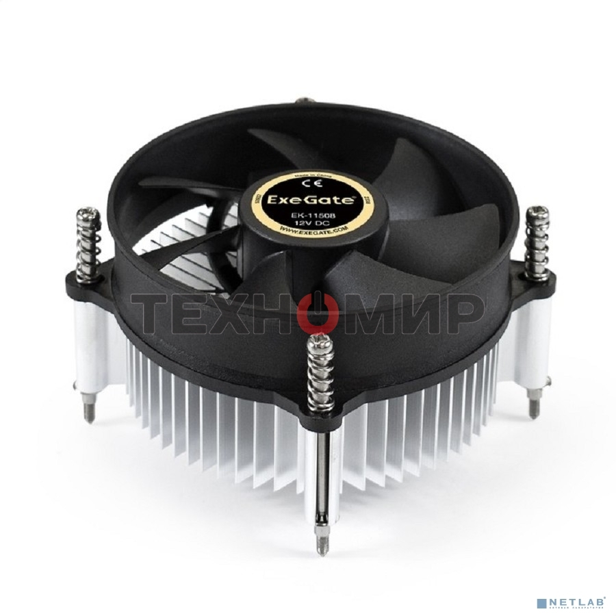 Кулер для процессора ExeGate EK-11508.PWM серебристый/черный, 90 мм, алюминий, 2600 об/мин, 23.5 дБ, 4 pin, 75 Вт, 60 мм