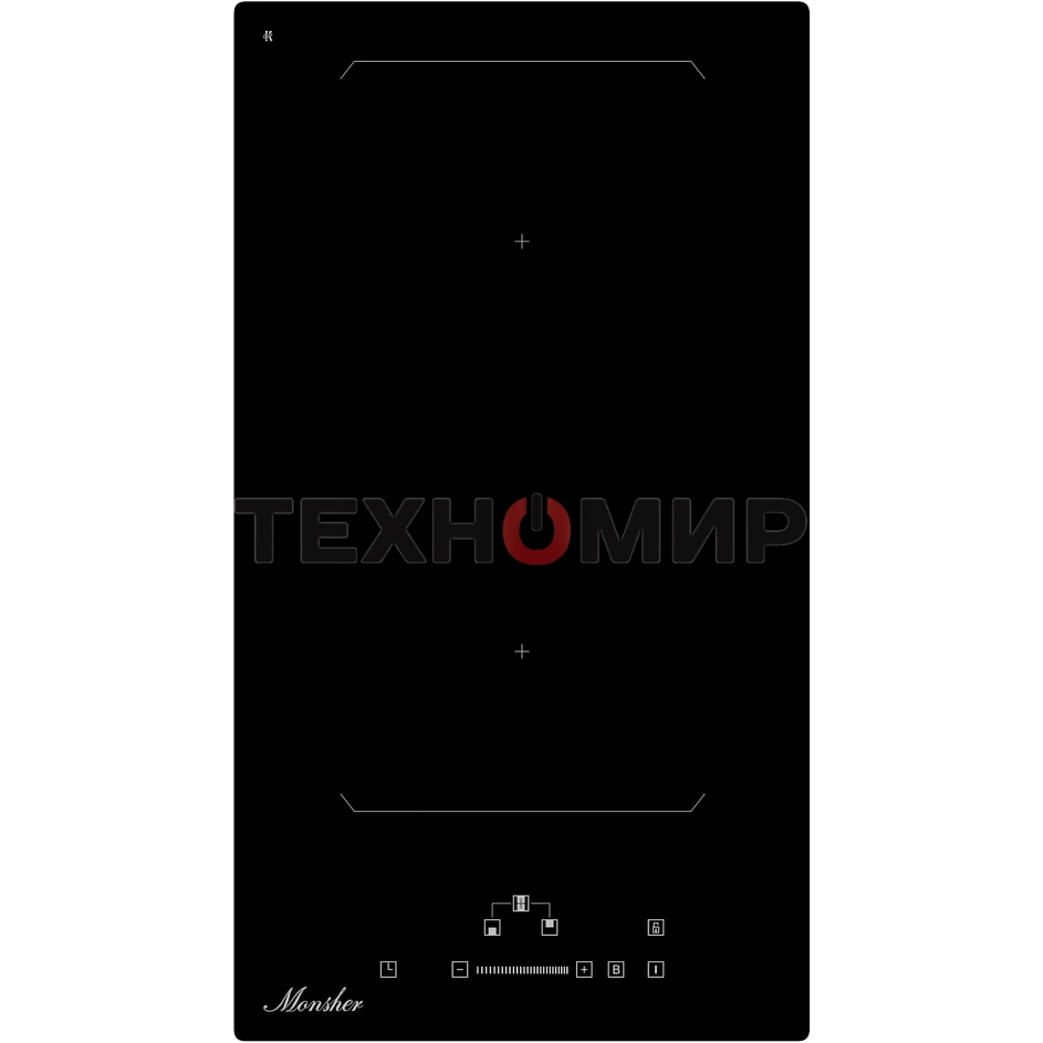 Индукционная варочная панель Monsher MHI 3011, индукция, инвертер, 30 см, 9 уровней мощности, бустер, Stop and Go, автоматическое отключение, таймер, индикатор остаточного тепла, сенсорное/слайдерное управление, черный