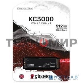 Накопитель SSD Kingston 512Gb M.2 KC3000 SKC3000S/512G (PCI-E 4.0 x4, up to 7000/3900Mbs, 3D TLC, NVMe, 400TbW, Phison E18, 22х80мм, LP heatsink)