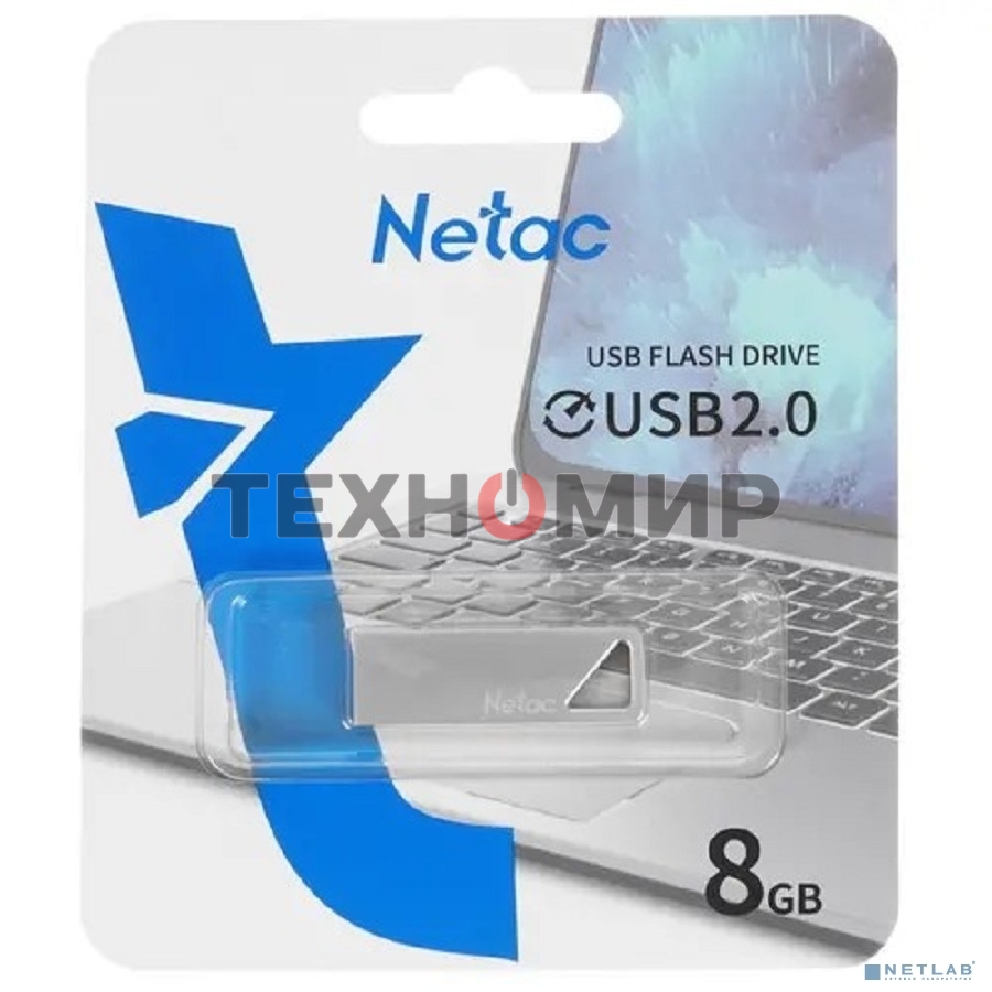 Флешка USB Netac U326 (NT03U326N-008G-20PN), 8Gb, USB 2.0, R/W 50/15, серебристый
