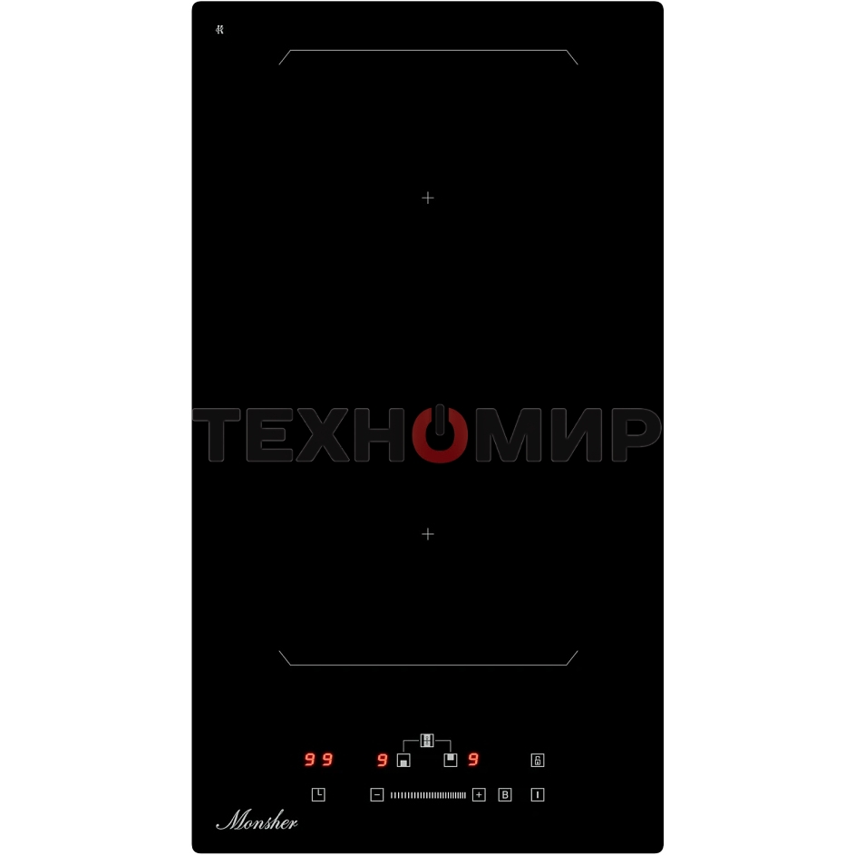 Индукционная варочная панель Monsher MHI 3011, индукция, инвертер, 30 см, 9 уровней мощности, бустер, Stop and Go, автоматическое отключение, таймер, индикатор остаточного тепла, сенсорное/слайдерное управление, черный