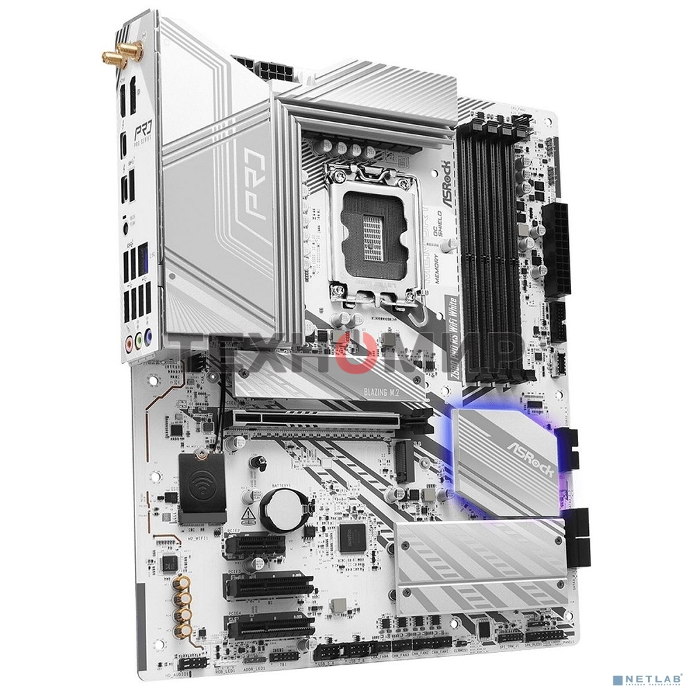 Материнская плата ASRock Z890 Pro RS WiFi белый, LGA 1851, Intel Z890, 4xDDR5, 4xSATA, 4xM.2, 1xPCIe 5.0 x16, 2xPCIe 4.0 x16, 1xPCIe x1, 2xUSB-C Thunderbolt 4, 4xUSB-A 3.2 Gen 1, 1xUSB-A 3.2 Gen 2, 1xHDMI, 1xDP, 1x2.5Gb LAN, 5x3.5 мм, 7.1, ATX