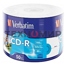 Диск CD-R Verbatim 80min, 700mb, 52x Shrink/50 Ink Print 43794
