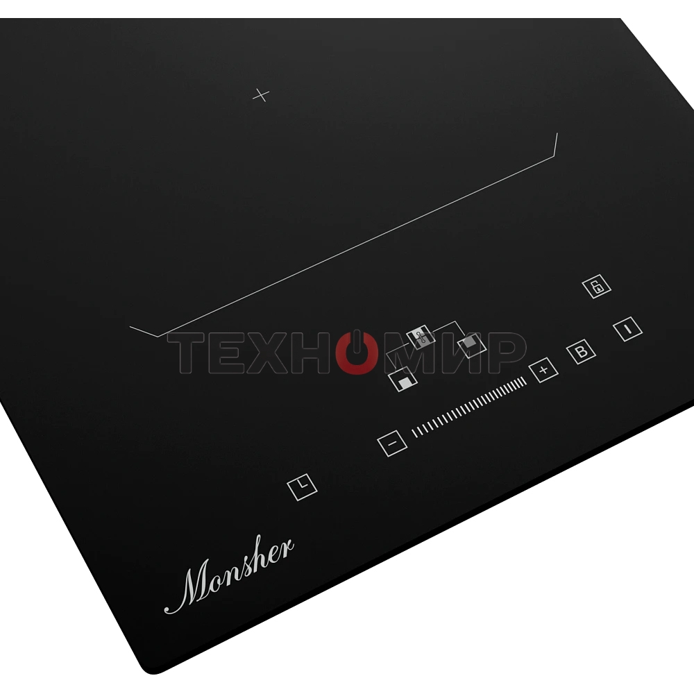 Индукционная варочная панель Monsher MHI 3011, индукция, инвертер, 30 см, 9 уровней мощности, бустер, Stop and Go, автоматическое отключение, таймер, индикатор остаточного тепла, сенсорное/слайдерное управление, черный
