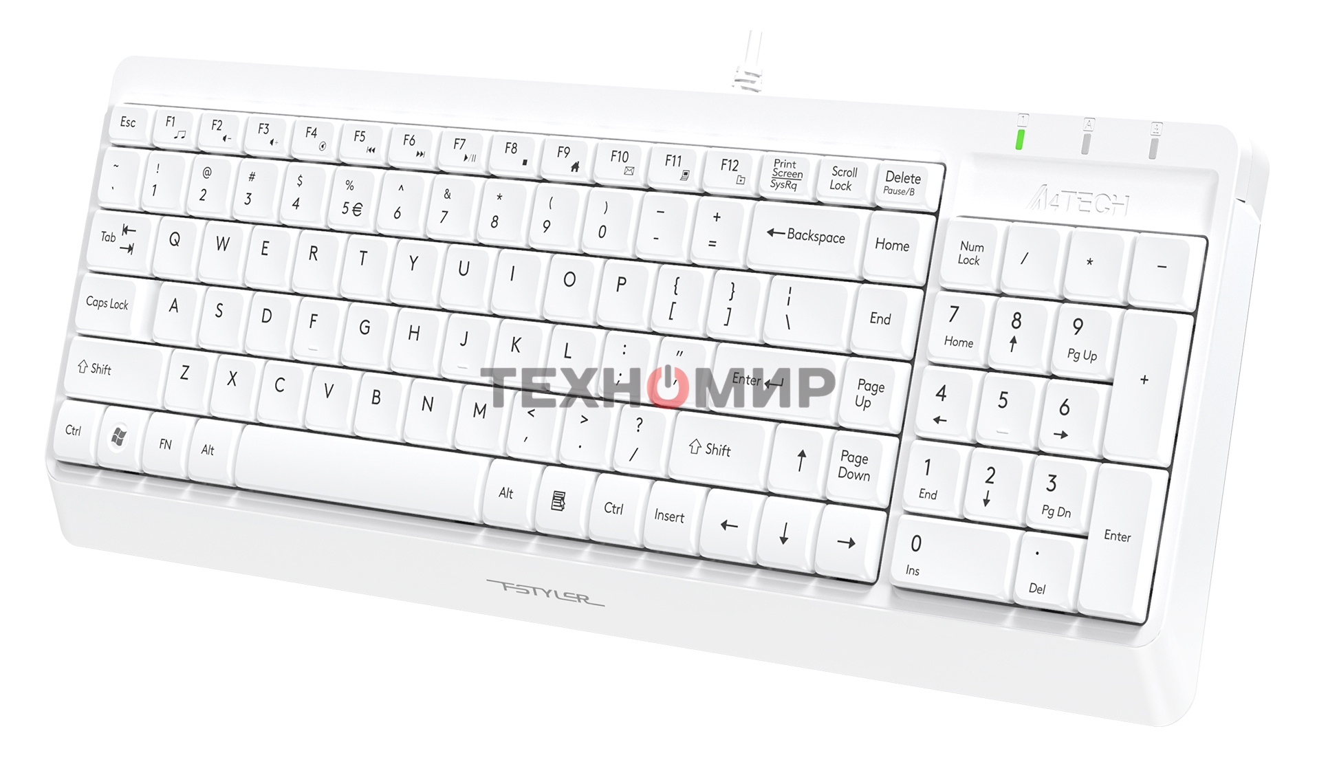 Комплект клавиатура+мышь A4Tech FStyler F1512 проводной, USB, 1200 DPI, белый