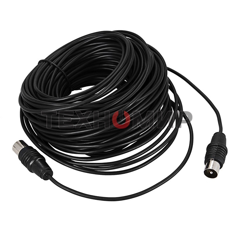 ВЧ кабель, ТВ гнездо - ТВ штекер, длина 25 метров, чeрный Rexant