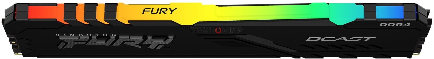 Оперативная память Kingston Fury Beast, DDR4, 64GB (2x32GB), 3200MHz, CL16, DIMM, с радиатором, RGB, черный