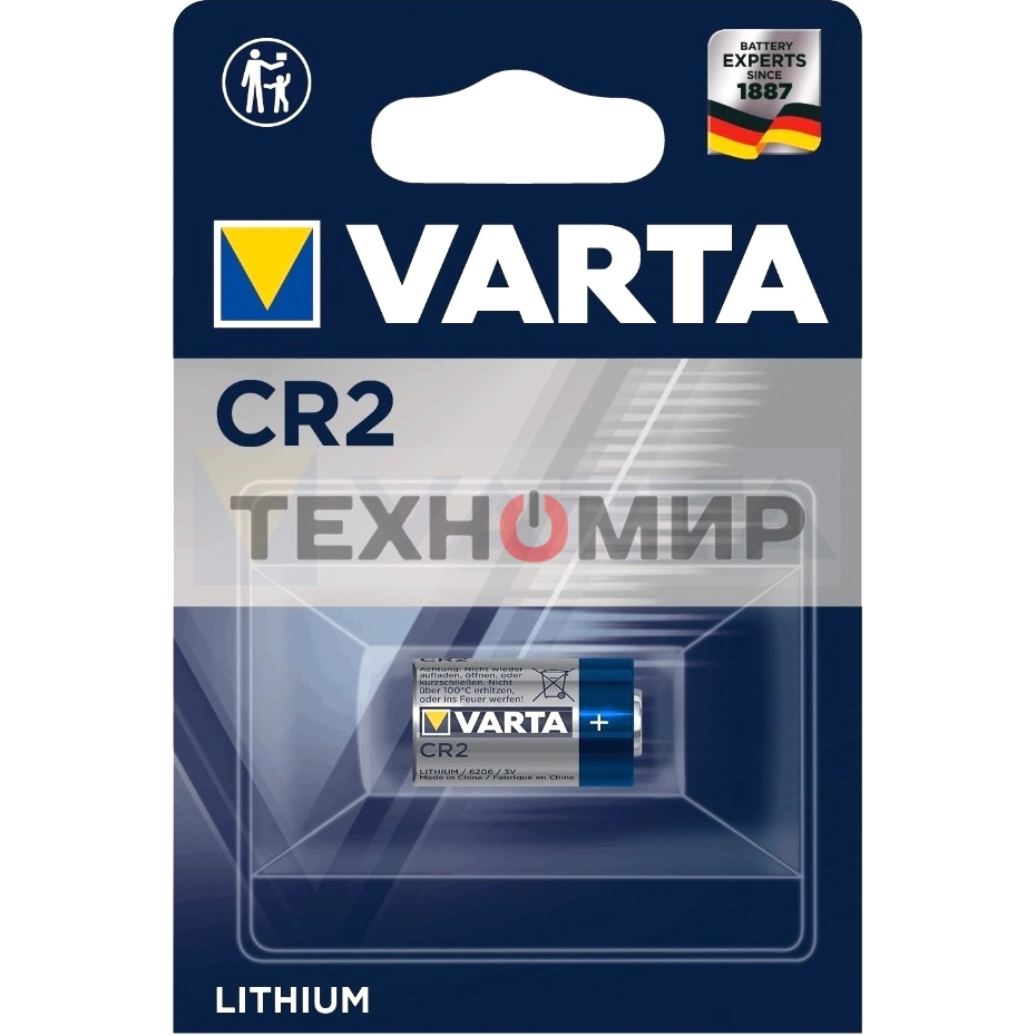 Батарейка Varta ELECTRONICS CR2 BL1 Lithium 3V (6206) (1/10/100)