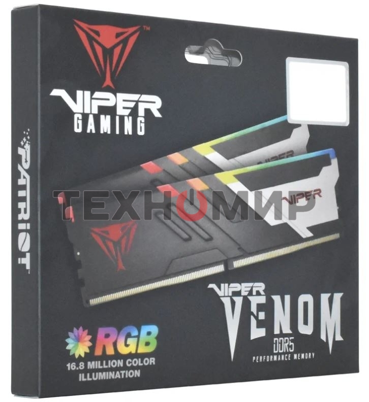 Оперативная память Patriot Viper Venom, DDR5, 64GB (2x32GB), 5600MHz, CL40, DIMM, с радиаторами, RGB, черный