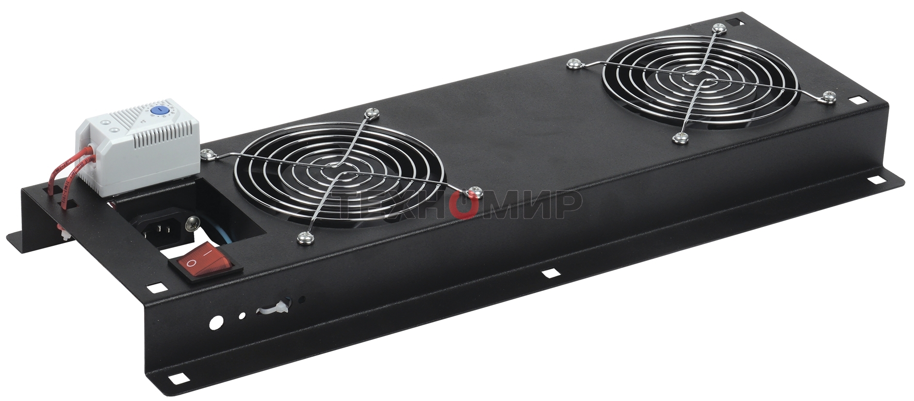 Вентиляторная панель с выключателем и термостатом 2 модуля черная FM05-22M ITK