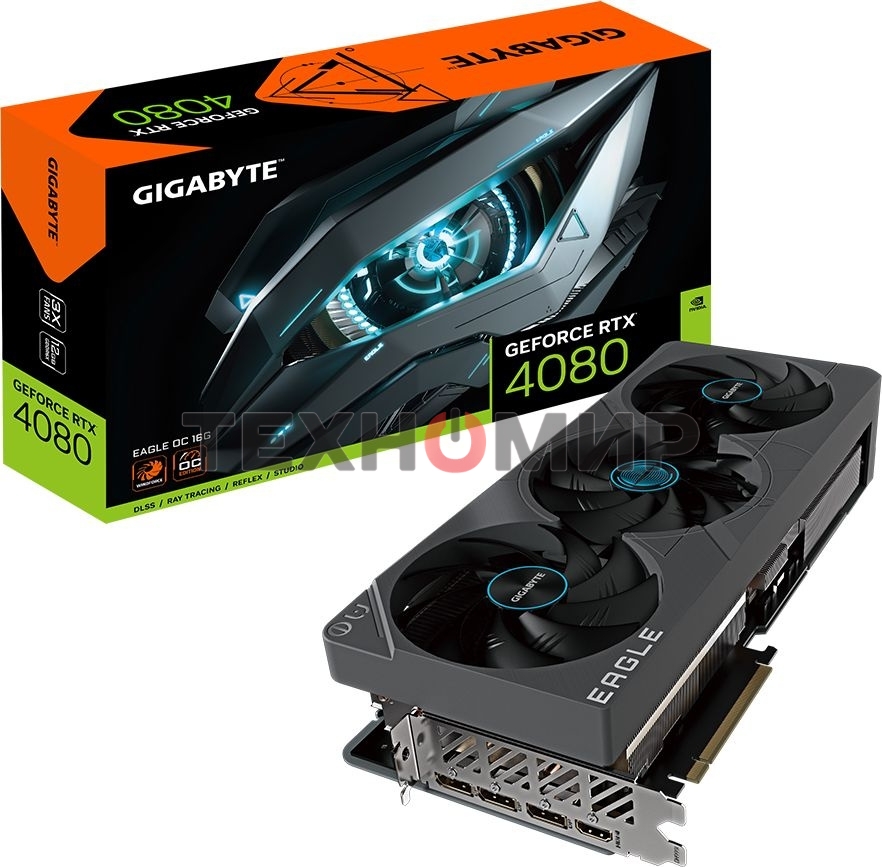 Видеокарта Gigabyte GV-N4080EAGLE OC-16GD GDDR6X 2520/22400 HDMIx1 DPx3 HDCP