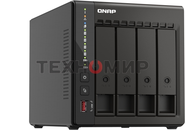 Сетевое хранилище SMB QNAP TS-453E-8G NAS, 4-tray w/o HDD. 2xHDMI-port. 4-core Celeron J6412 2-2.6 GHz, 8Gb DDR, 2x2.5Gb LAN, 2 x M.2 2280 PCIe Gen 3 x2, 2x USB 3.2 Gen 2 (10Gbps) Port, 2x USB 2.0 port
