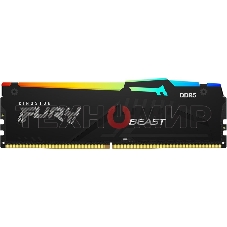 Оперативная память Kingston Fury Beast, DDR5, 32Gb (1x32Gb), 5200MHz, CL40, DIMM, с радиаторами, RGB, черный