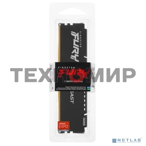 Оперативная память Kingston Fury Beast, DDR5, 16Gb (1x16GB), 5600MHz, CL36, DIMM, с радиатором, черный