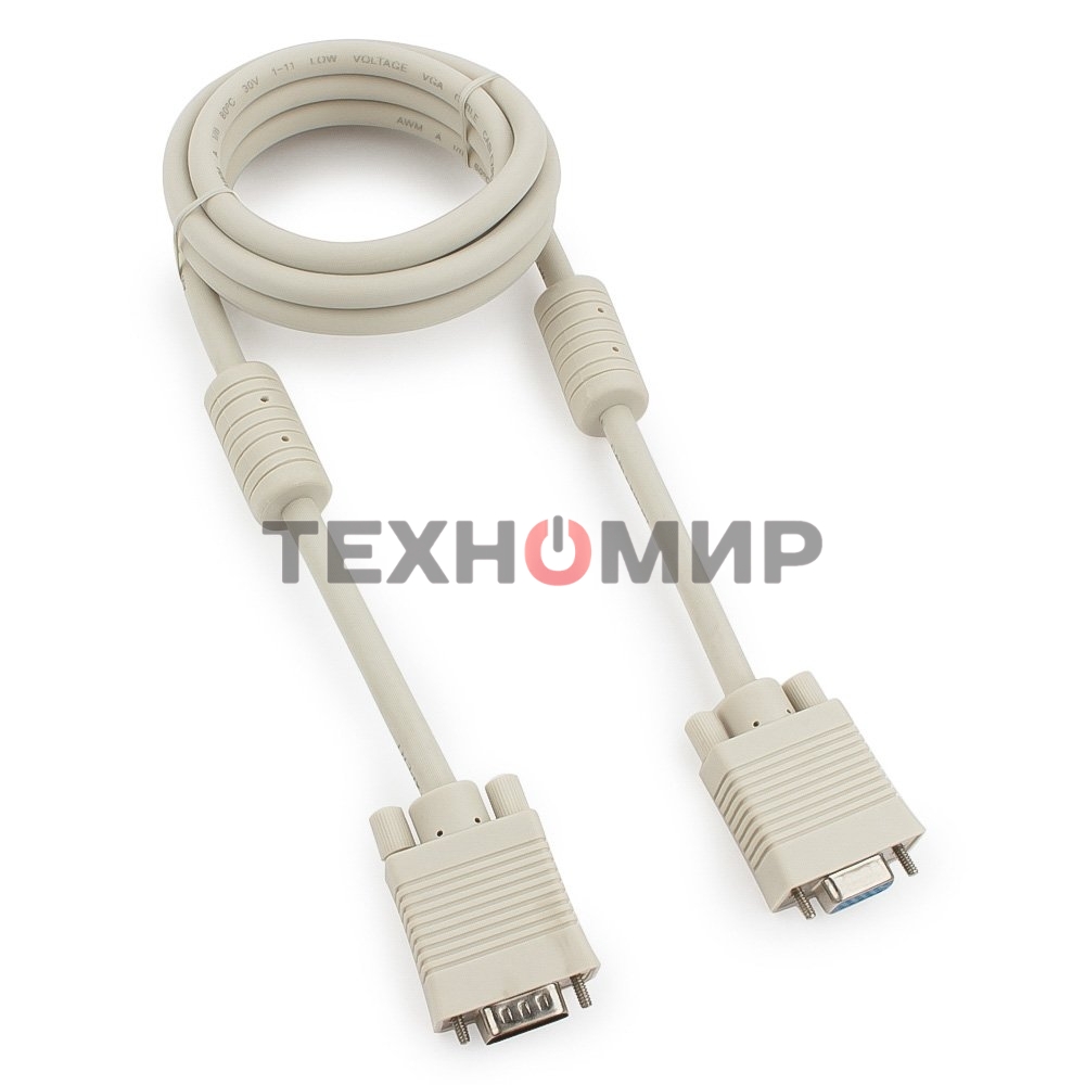 Кабель Gembird удлинитель VGA Premium,1.8м,15M/15F,тройн. экран,феррит. кольца,пакет