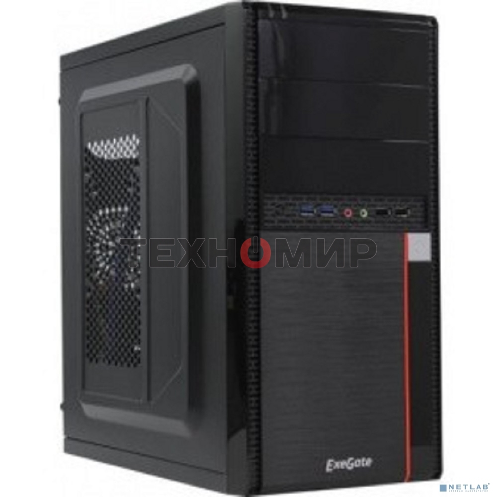 Компьютерный корпус Minitower ExeGate MA-371X Black, mATX (UN600, 120мм) 2хUSB+2хUSB 3.0, Audio