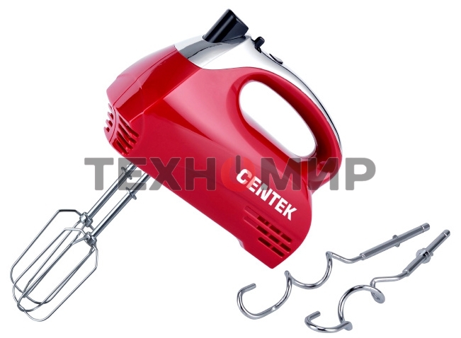 Миксер ручной Centek CT-1118 хром/вишня 350 Вт, 5 скоростей+турбо, взбивание/замешивание