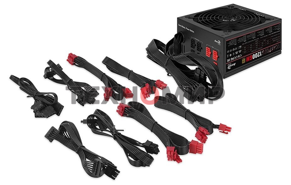 Блок питания Aerocool/Formula KCAS PLUS 1200GM V2, 1200Вт, 80 PLUS Gold, модульный, 140мм, черный