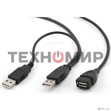 Кабель удлинитель USB 2.0 2xAM/AF 1.8м Gembird PRO, позол.конт., черный, пакет
