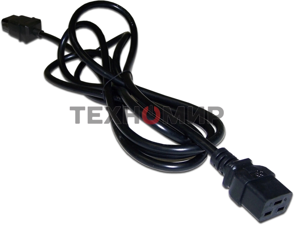 Шнур питания Lanmaster C19-C20, 3х1.5, 220В, 16А, черный, 0.5 м