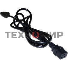 Шнур питания Lanmaster C19-C20, 3х1.5, 220В, 16А, черный, 0.5 м