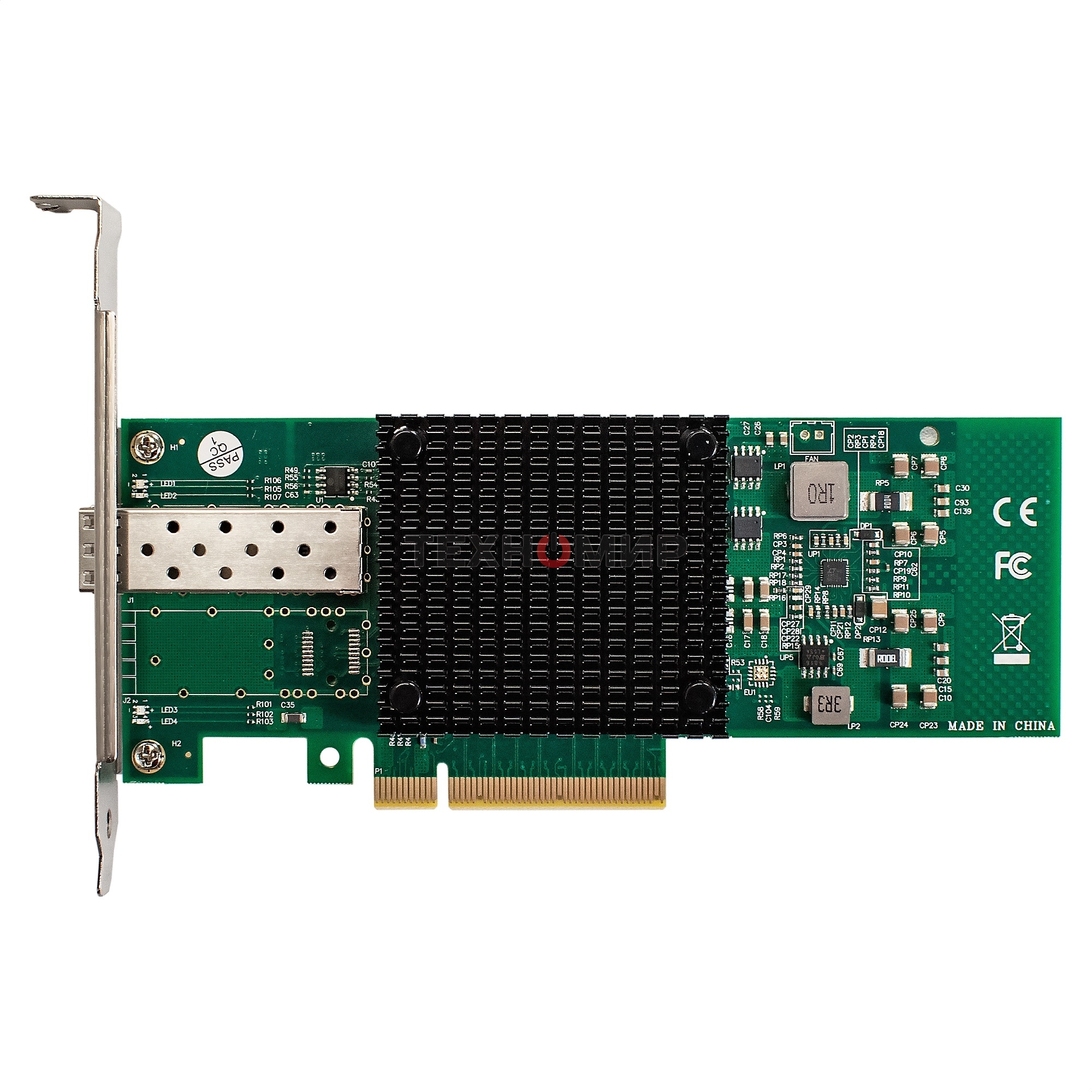 Сетевой адаптер ExeGate EXE-X520-DA1 (PCI-E x8 v3.0, порты 1xSFP+ 10Gb/s (10/5/2.5/1Gb/s, 100Mb/s), Server NIC Intel Chipset JL82599EN)