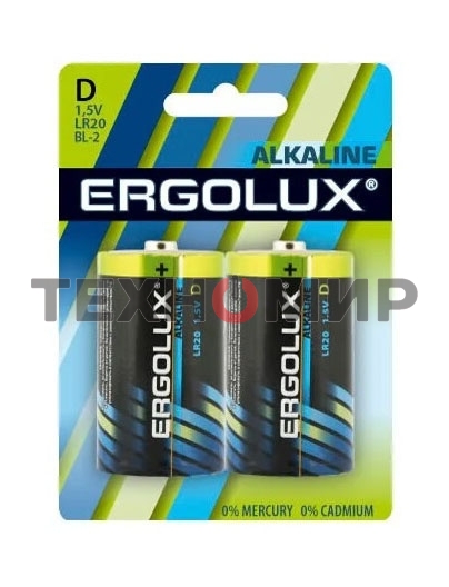 Элемент питания алкалиновый Ergolux LR20 BL-2 LR20 BL-2 1.5В Alkaline (блист.2шт)