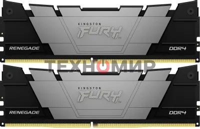 Оперативная память Kingston Fury Renegade, DDR4, 16GB (2x8GB), 3200MHz, CL16, DIMM, с радиатором, серый/черный