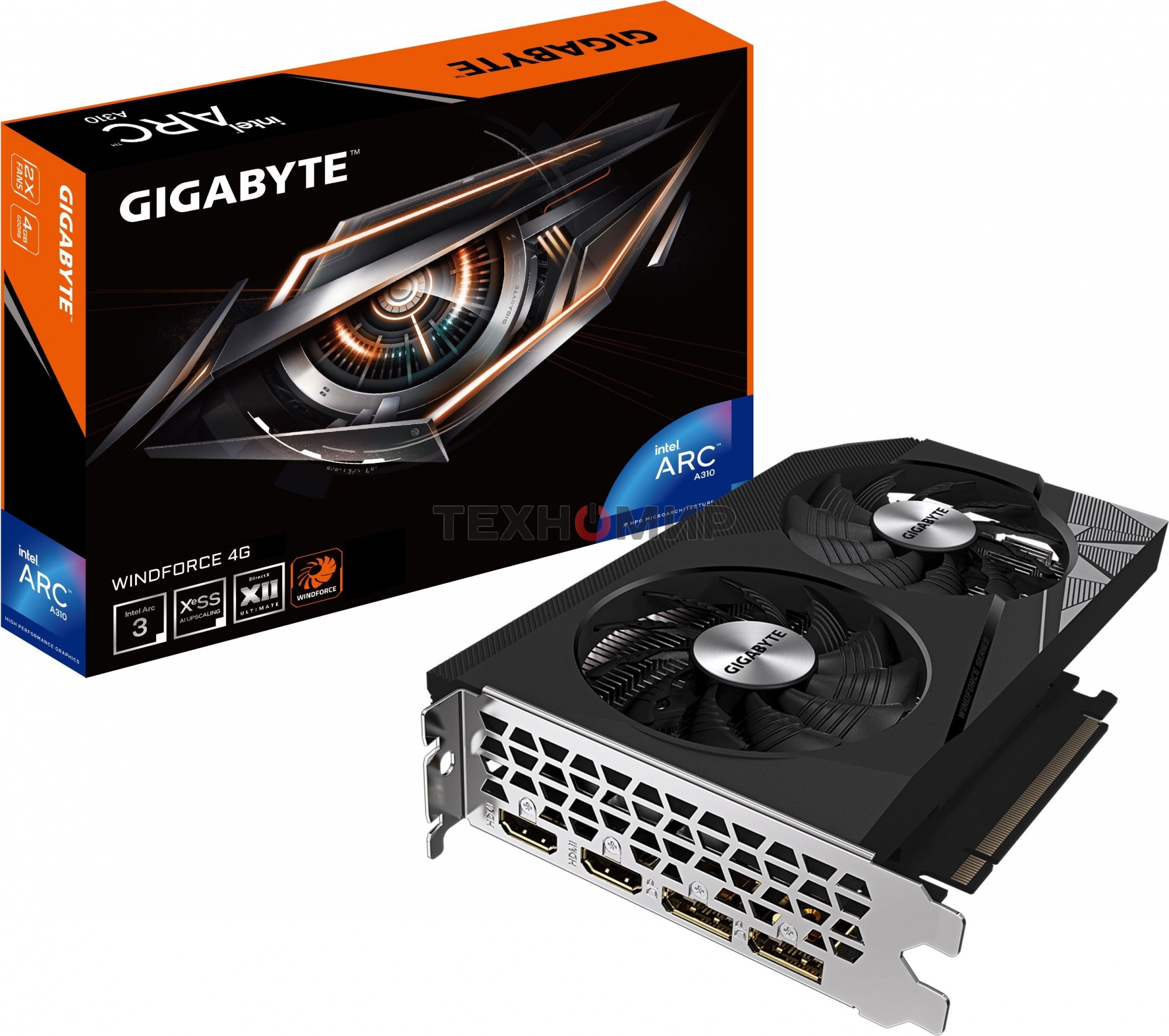 Видеокарта Gigabyte GV-IA310WF2-4GD INTEL ARC A310 4Gb 64bit GDDR6 2000/15500 HDMIx2 DPx2 HDCP Ret