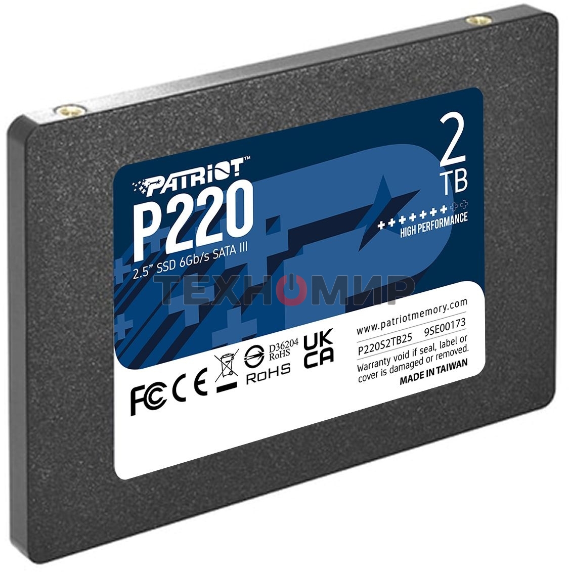 Накопитель SSD Patriot P220, 2Tb, SATA III, 2.5