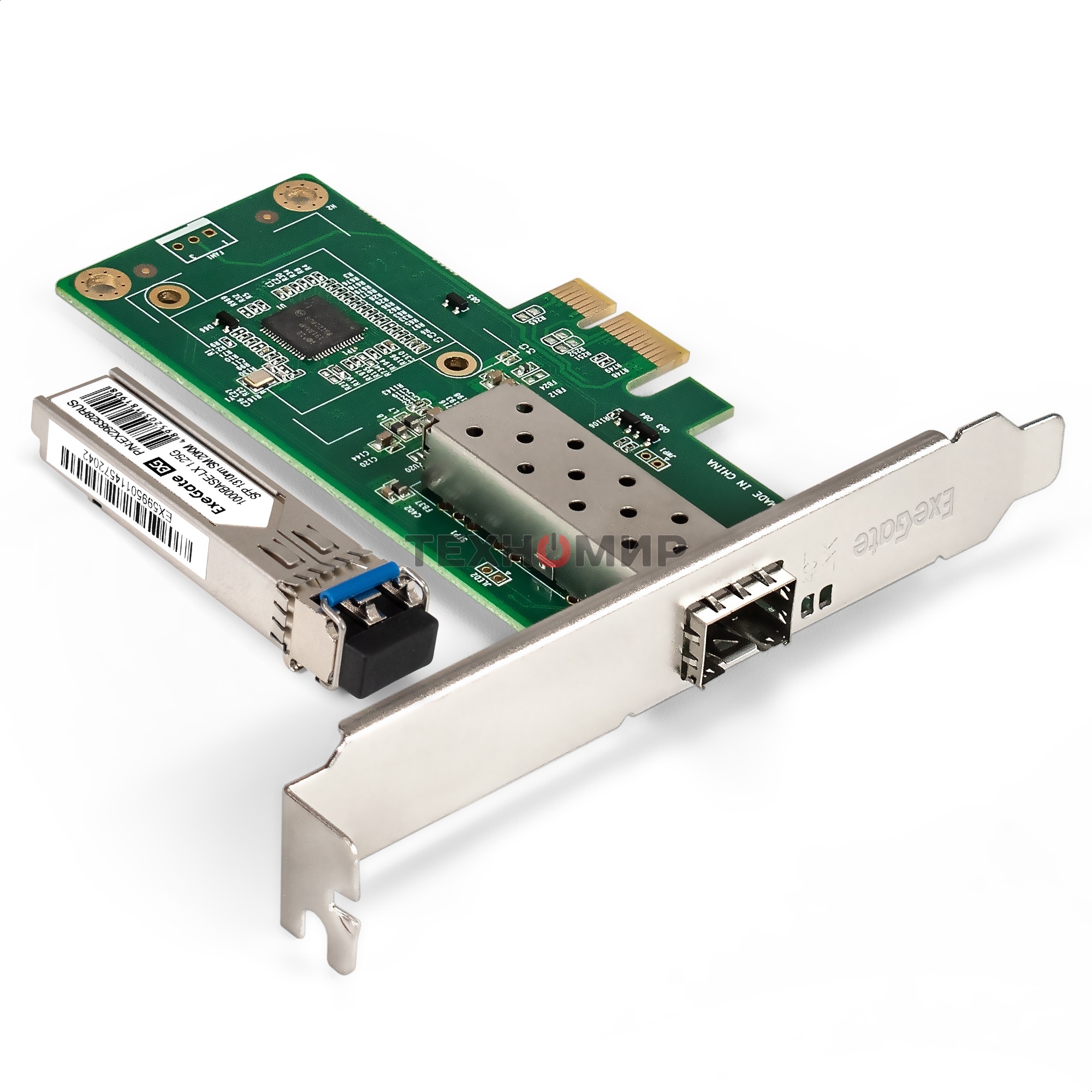 Комплект: Сетевой адаптер SFP ExeGate EXE-i210-F1 + Трансивер Single-Mode до 20км EXT-1G-SM1310-LC2-20KM (EX296228RUS: PCI-E x1 v2.0, порты 1x SFP (10/100/1000Mb/s), Gigabit Server NIC Intel Chipset I210-F1 + EX298328RUS: Tx:1310/Rx:1310 нм, до 20 км, раз