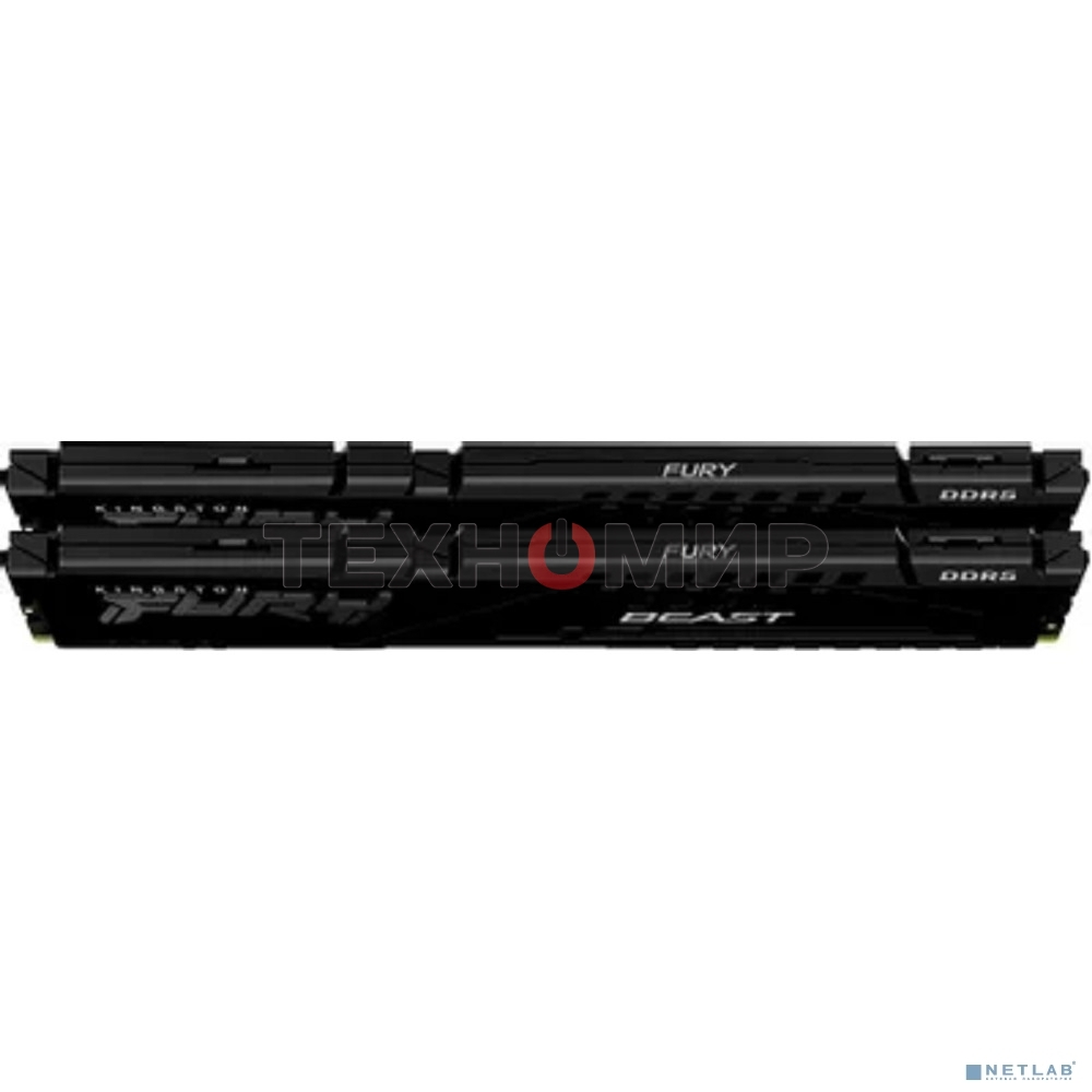 Оперативная память Kingston Fury Beast, DDR5, 32Gb (2x16Gb), 6000MHz, CL36, DIMM, с радиатором, черный