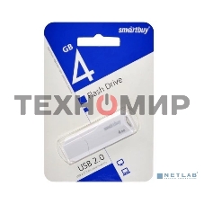 Флешка USB Smartbuy CLUE white (SB4 GbCLU-W), 4Gb, USB 2.0, R/W 15/8, белый