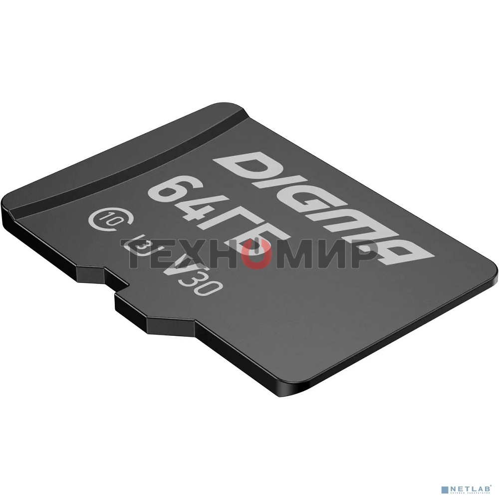 Флеш карта microSDXC 64Gb Class10 Digma CARD30 + adapter