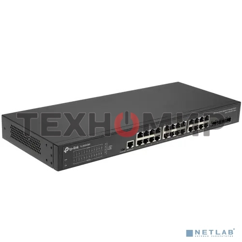 Коммутатор TP-Link JetStream 24-port Pure-Gigabit L2+ Managed Switch, 24 10/100/1000Mbps RJ45, 4*10G SFP+ Slots