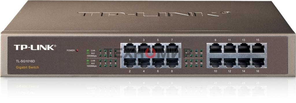 Коммутатор TP-Link SMB TL-SG1016D неуправляемый настольный/19U 16x10/100/1000BASE-T
