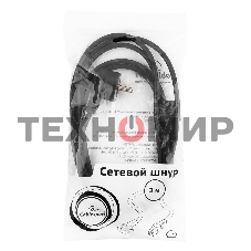 Кабель питания Cablexpert PC-186-VDE-3M, 3м, Schuko- C13, VDE, 10А, Сечение провода: 0,75 мм2, черный, с заземлением