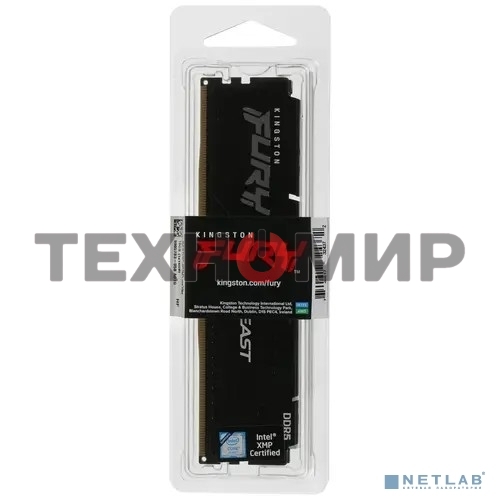 Оперативная память Kingston Fury Beast, DDR5, 16GB (1x16 GB), 5200 MHz, CL40, DIMM, с радиатором, черный