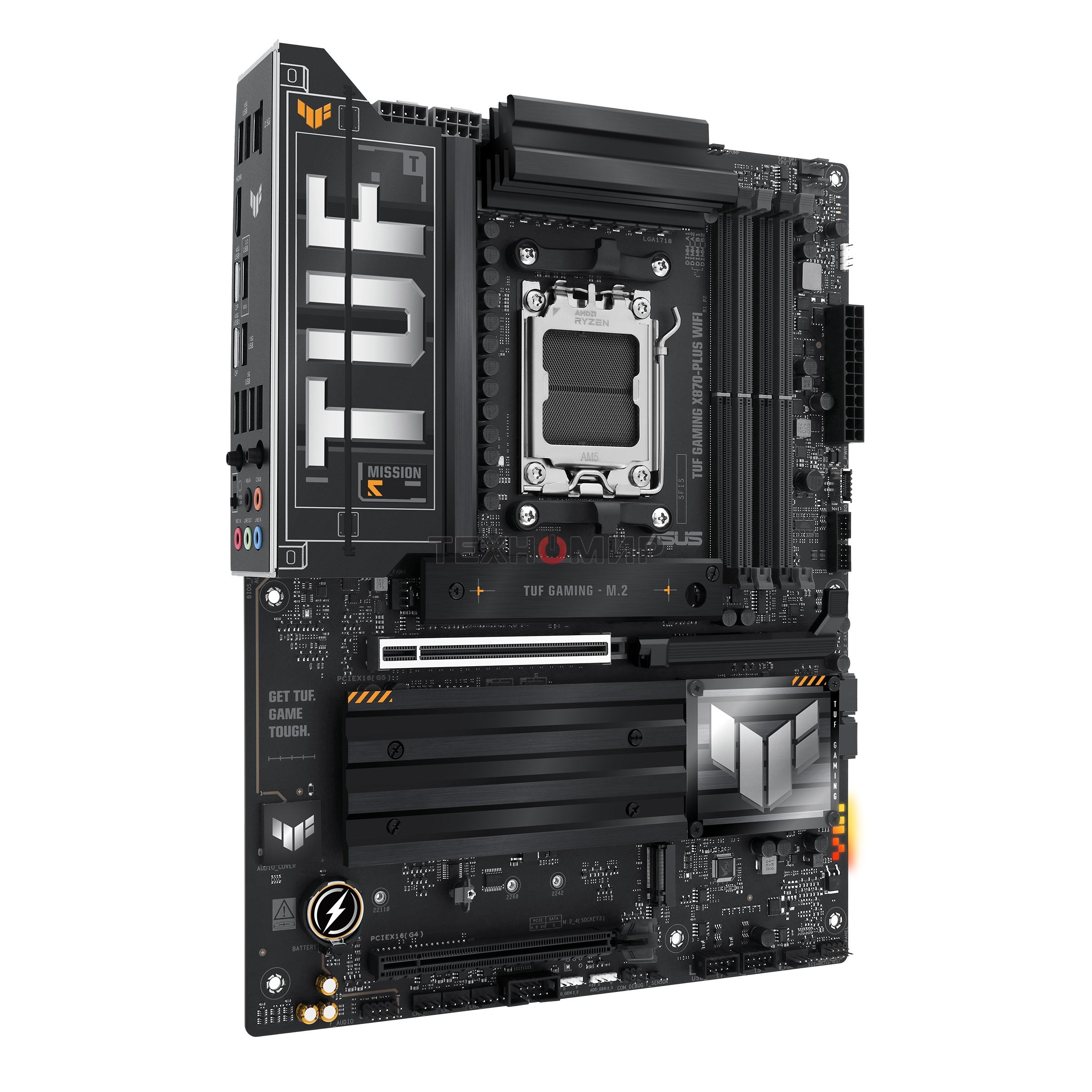 Материнская плата ASUS TUF GAMING X870-PLUS WIFI, AM5, AMD X870, 4xDDR5, 2xSATA, 4xM.2, 1xPCIe 5.0 x16, 1xPCIe 4.0 x4, 1xHDMI, 1xUSB-C 3.2 Gen 2, 1xUSB-C 3.2 Gen 2x2, 2xUSB-C 4.0, 1x 2.5Gb LAN, 1xUSB-A 2.0, 3xUSB-A 3.2 Gen 2, 4xUSB-A 3.2 Gen 1, 5x3.5 мм, 