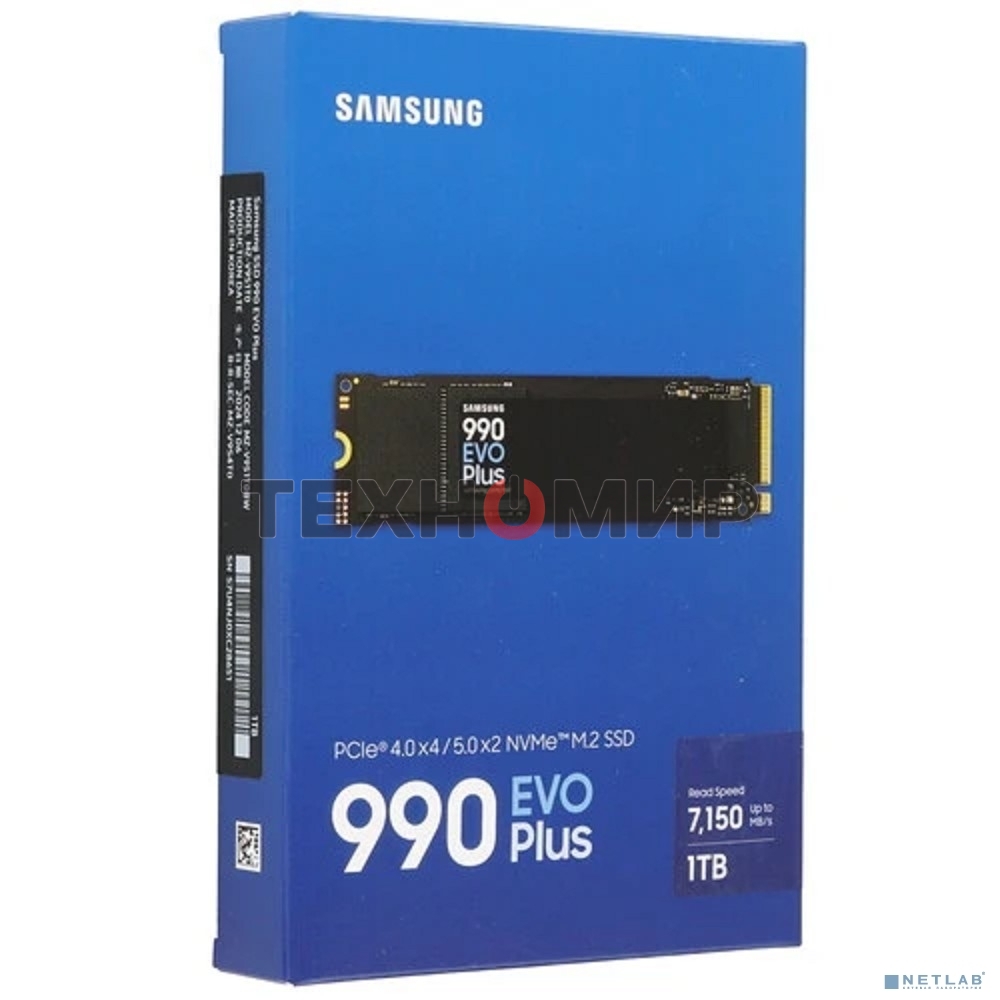 Накопитель SSD Samsung 990 EVO Plus, 1024 Gb, M.2 2280, PCIe 4.0 x4, NVMe, R/W 7150/6300
