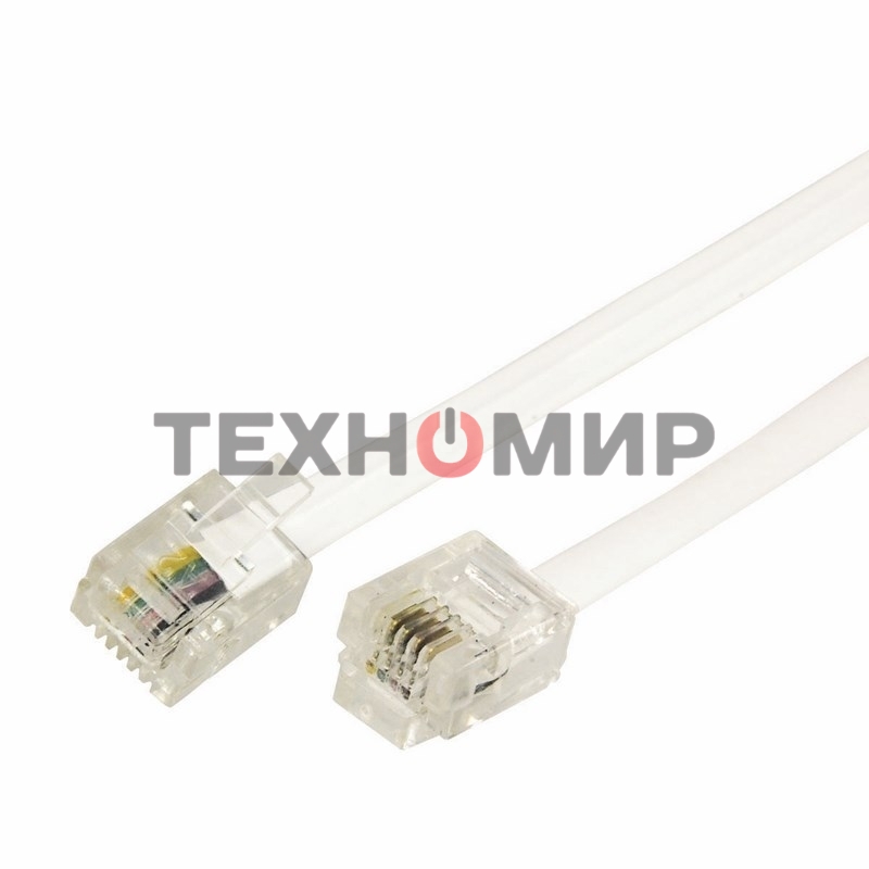 Телефонный шнур Rexant удлинитель RJ-11(6P-4C), длина 5 м., белый