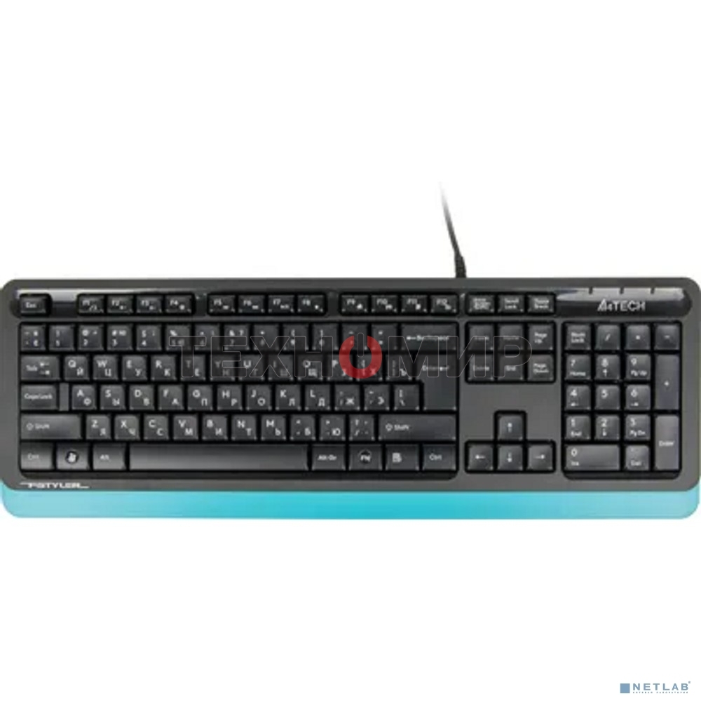 Комплект клавиатура+мышь A4Tech FStyler F1010 проводной, USB, 1600 DPI, чёрный/синий