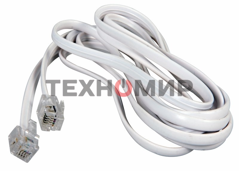 Телефонный шнур Rexant удлинитель RJ-11(6P-4C), длина 5 м., белый