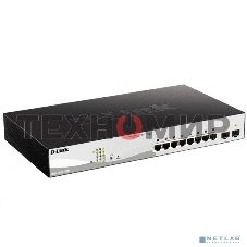 Коммутатор управляемый L2 D-Link DGS-1210-10MP/FL2A с 8 портами 10/100/1000Base-T и 2 портами 1000Base-X SFP (8 портов PoE 802.3af/at, PoE-бюджет 130 Вт)